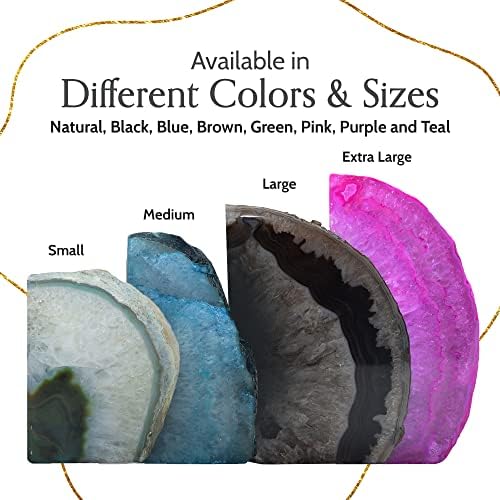 Nature's Decorations A Quality Black Agate Geode Bookends - Heavy Duty with Non-Skid Rubber Bumpers for Shelves, Office, Home Decor - Cool Crystal Stone (1 Pair 4-6 LB) - Image 5