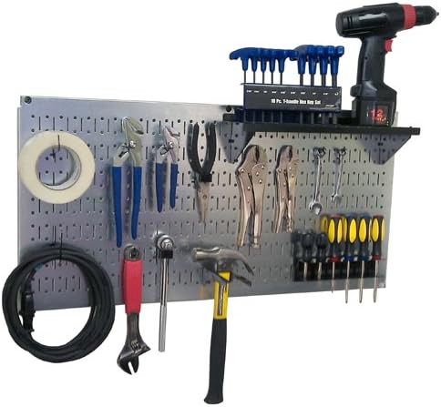 Wall Control Pegboard 16in x 32in Horizontal Galvanized Metal Pegboard Tool Board Panel - Image 7