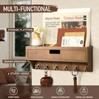 Rebee Vision Key Holder Wall Mount with Drawer for Home Decor, Brown - Image 3