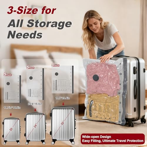 Vacuum Storage Bags with Portable Electric Pump,Space Saver Sealer Bags, Airtight Compression Bags for Clothes, Pillows, Comforters, Blankets, Bedding (15 Pack) - Image 7