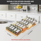 Spice Drawer Organizer with 20 Spice Jars,216 Labels,50 Non-slip Rubber, Bamboo 4 Tier Seasoning Rack Tray Insert for Kitchen Drawers,Cabinets,Countertop,9" Wide x 15.8" Deep - Image 4