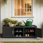 ROJIK Shoe Cabinet Waterproof UV-Resistant,Storage Bench Indoor Outdoor with Adjustable Shelves,for Entryway Bedroom,Hallway,Living Room(3 Door, Black) - Image 2