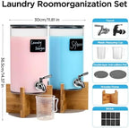 Glass Laundry Detergent Dispenser with Holder,1.1 Gallon Laundry Liquid Dispensers with Stainless-Steel Tap,Large Glass Fabric Softener Containers with Stand for Laundry Room Organization - Image 2