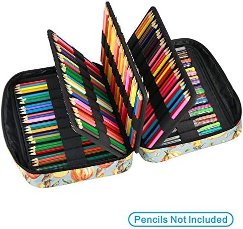 YOUSHARES Colored Pencil Case 220 Slots Pen Case Organizer With Handy Wrap & Zipper, Multilayer Holder for Prismacolor Colored Pencils & Gel Pen (Pumpkin) - Image 3