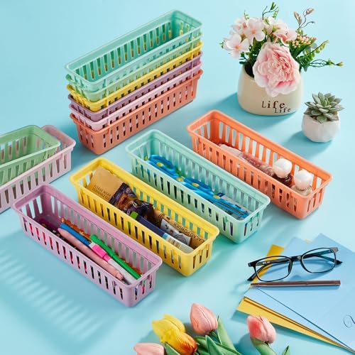 gisgfim 24 pcs Pencil Holder for Desk Kids Pen Basket Tray for Organizing Classroom Storage Pencil Caddy Cute Dispenser for Student library TeacherSchool Supplies Office Dispenser (Pastel) - Image 4