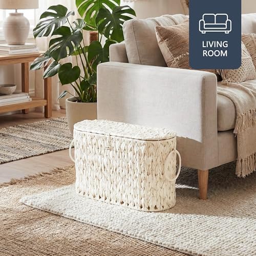 Coeusy Toilet Paper Basket with Lid, Wicker Basket for Bathroom Organizer - Image 7