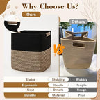 12 Inch Storage Cubes, 3 Pack Cube Storage Bins for Organizing, Cotton Rope Woven Baskets for Shelves, Bathroom, Kids Room, Closets, Baby Nursery - Image 5