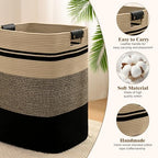 Laundry Hamper, 75L Tall Laundry Basket with Leather Handles, Rectangle Large Clothes Hamper for Organizing, Cotton Woven Laundry Baskets Storage Hampers for Bedroom, Nursery, Living Room - Image 5