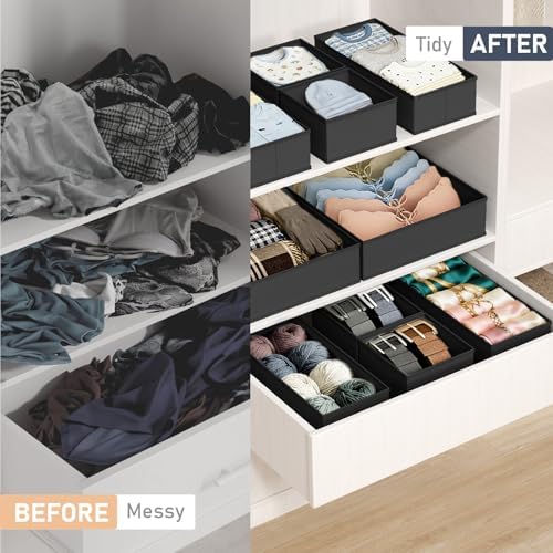 DIMJ Drawer Organizer Clothes Storage - 28 Pack Baby Dresser Organizer for Nursery, Foldable Closet Drawer Organizer Bins for Bedroom Organization, Fabric Storage Dividers for Socks, Underwears, Bras - Image 5