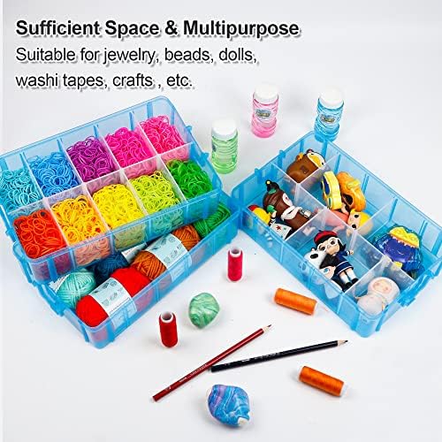 INSCRAFT 7 Layers Stackable Storage Container, 70 Adjustable Compartments (Blue) Stackable Storage Container, Perfect for Kids Toys, Art Crafts, Jewelry, Supplies, Mini Case & Letter Sticker Included - Image 4