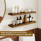 Dreamland 30Inch Floating Shelves for Wall, Rustic Wooden Floating Shelves for Bathroom|Bedroom|Kitchen, 2 Pack Deep Wall Mounted Book Shelf, Wood Storage Display Shelf for Home Decor, Brown - Image 4
