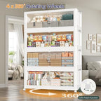 800QT Extra Large Stackable Storage Bins with Lid, 200Gal Plastic Closet Organizers and Storage Drawer, Collapsible Cabinet Box with Wheels Clear Doors for Home Kitchen Office, 5Pack White - Image 6