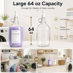 2 Pcs Glass Laundry Detergent Dispensers with Pumps, 64 Oz Bottles - Image 3