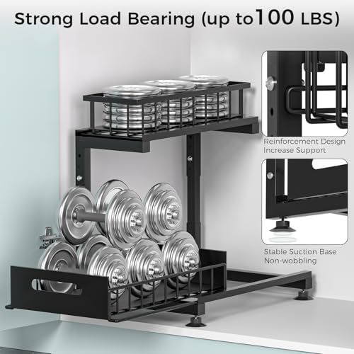 Saydear L-Shaped Under Sink Organizer, 2-Tier Pull-out Cabinet Rack 1-Pack - Image 5