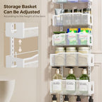 Delamu 8 Tier Over the Door Pantry Organizer, 2in1 Hanging or Wall Mount Spice Rack Seasoning, Adjustable Heavy-Duty Narrow Pantry Door Organizer and Storage for Kitchen Cabinet and Bathroom,12" White - Image 3