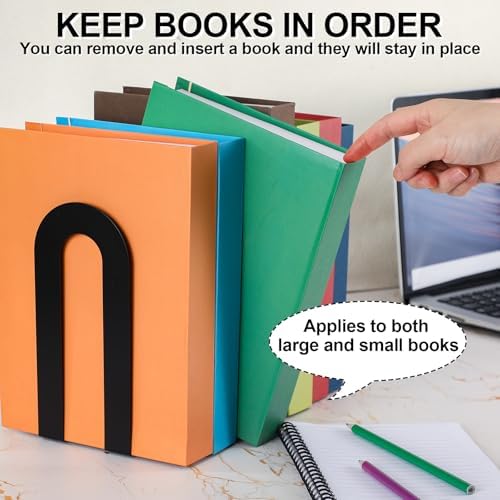 Chunful 12 Pcs Black Metal BookEnds Shelves, 7.5 x 5.75 x 3.5 in - Image 5