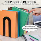 Chunful 12 Pcs Black Metal BookEnds Shelves, 7.5 x 5.75 x 3.5 in - Image 5
