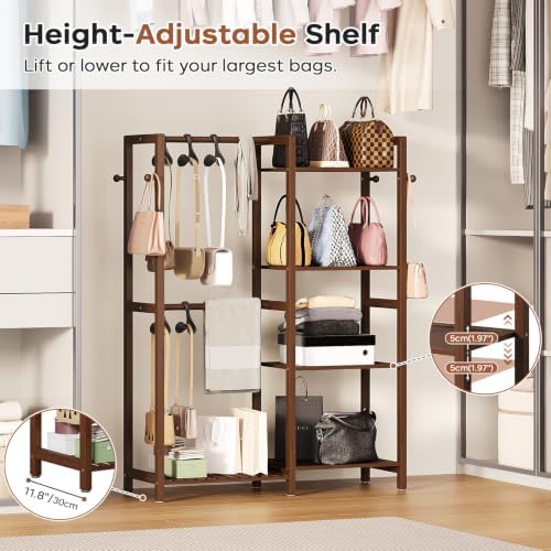 Purse Organizer for Closet, Bamboo Large Capacity Handbag Storage Rack - Image 3