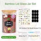 BGraceyy Glass Jars with Bamboo Lids 20 oz, 12 Pcs - Image 3