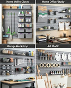 FRAYSCENT Slat Wall Paneling Garage Slat Wall Storage Systems Slatwall Panels Power Tool Organizer Wall Mount, PVC Garage Storage & Organization Products Slate Board (Grey, 8ftx4ft with 2H Trim) - Image 3