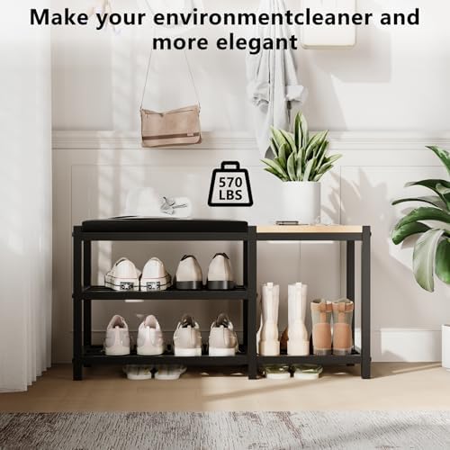 Shoe Bench with Shoe Rack,Shoe Rack for Entryway,Supports 570 lbs - Image 3