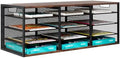 Mail Sorter Adjustable Holder, Countertop Literature Organizer, Student Mailbox for Classroom, Desktop Bill Paper Organizer for Office Home School, 12 Compartments, Brown by PAG-Mass