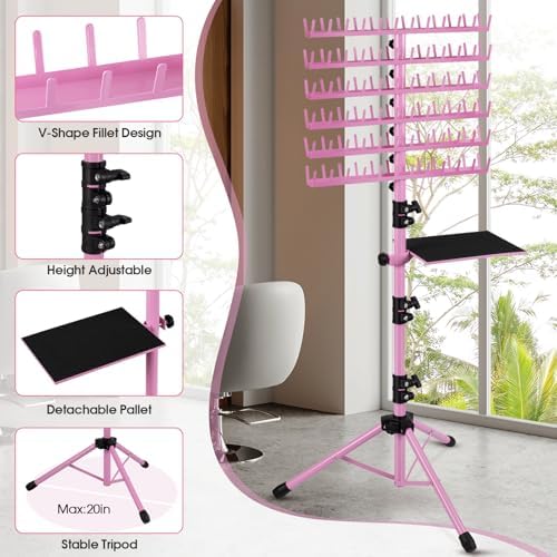 Klvied Standing Braiding Hair Rack, 144 Pegs, Pink - Image 5