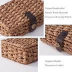 Decorative Box with Lid, Wicker Storage Basket, Water Hyacinth Woven Decorative box for Shelf, Coffee Table, Console Table, Home Decor (Small) - Image 5