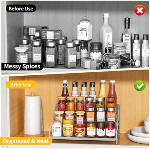 Spice Rack Organizer for Cabinet, Depth Adjustable 4 Tier Spice Rack,1 Pack - Image 2