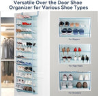 Whitmor 36 Pair Over the Door Shoe Rack,12 Tier Hanging Shoe Organizer with Metal Frame & Mesh shelves, Heavy Duty Shoe Storage Holder for Door,No Drill Installation, 74" H x 21.7" W x 7.5" D, Blue - Image 4