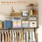 6 Tier Taller Closet Organizers and Storage, Stackable Closet Shelf Organizer with 2 Dividers for Clothes Towels Toys, Rv, Double Storage Design, Clothing Storage Basket for Wardrobe, White ﻿ - Image 4