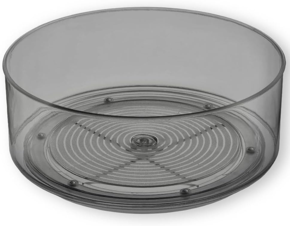 Home Intuition Round Plastic Grey Lazy Susan Turntable Food Storage Container for Kitchen (9" Round, 1 Pack) by HomeIntuition