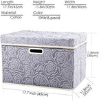 PRANDOM Large Storage Boxes with Lids [5-Pack] Fabric Decorative Storage Bins Cubes Organizer Containers Baskets with Handles for Closet Grey 17.5x11.8x11.8 In For 6+ Year Old Boys and Girls - Image 4