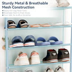 Whitmor 36 Pair Over the Door Shoe Rack,12 Tier Hanging Shoe Organizer with Metal Frame & Mesh shelves, Heavy Duty Shoe Storage Holder for Door,No Drill Installation, 74" H x 21.7" W x 7.5" D, Blue - Image 5