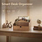 Rebee Vision Acacia Wood Mail Organizer for Desk with Drawer Entryway,Brown - Image 2