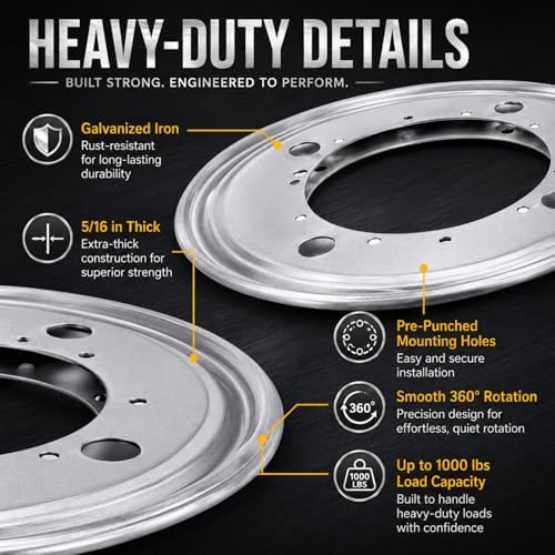 RHBLME 6 Pack 9 Inch Lazy Susan Hardware, 5/16" Thick Turntable Bearings, 1000Lbs Rotating Bearing Plate Heavy Duty Lazy Susan for Rotating Table, Corner Shelves, Book Case, Serving Tray - Image 2