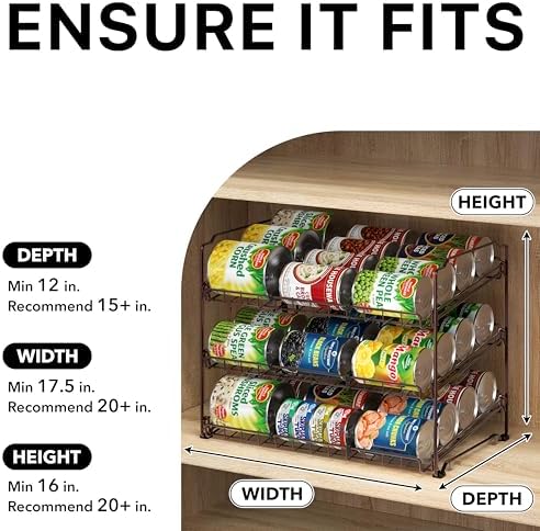 Simple Houseware 3-Tier Stackable Can Organizer Rack Hold 36 Cans, Bronze - Image 4