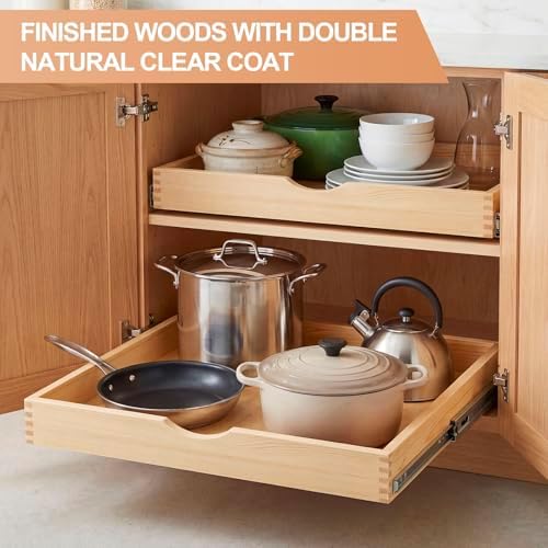 Sintuff 4 Pack Wooden Pull out Tray Cabinet Organizer, 26'' X 21'' - Image 5