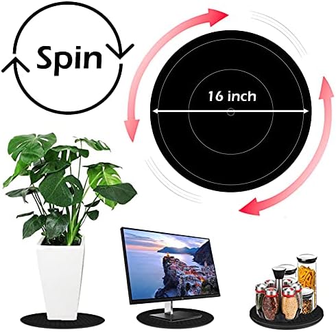 16 Inch Lazy Susan Turntable - Heavy Duty Rotating Swivel Steel Ball Bearings - Flat Base Stand for TV/Computer/Monitor/Arts/Crafts/Bonsai/Statue/Cabinet Organizer (3 Pack/Black) - Image 3
