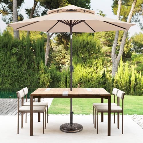 Patio Umbrella Stand - 31 lbs 18.9" Heavy Duty Outdoor Umbrella Base Stand, Market Umbrella Holder for Garden, Backyard, Pool, Beach, No Water or Sand Required, Round Bronze - Image 7