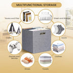 Posprica Fabric Storage Cubes, 13x13 Collapsible Storage Bins with Dual Handles, Foldable Storage Boxes Basket for Closet Shelf Cabinet Bookcase Organization, Set of 4, Houndstooth - Image 5