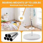 ZOZOE Metal Coat Rack Stand, Modern Coat Rack Freestanding with Natural Marble Base, Sturdy Coat Racks with 12 Hooks & Umbrella Holder,White Coat Tree Hanger Stand for Bags,Hats,Entryway,Office - Image 2