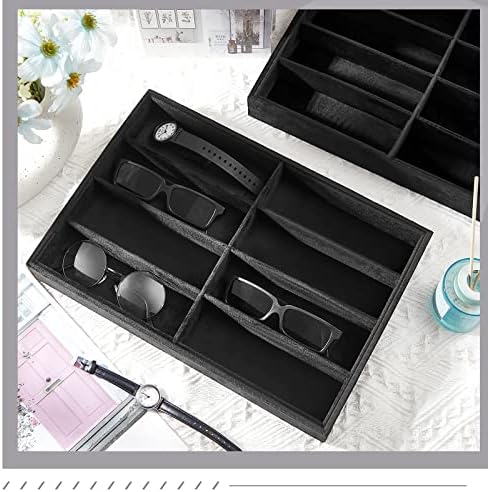 Amylove 4 Pcs Black Sunglass Organizer Trays 8 Grids Velvet Glasses Holder Jewelry Display Organizer Eyeglasses Storage Box Drawer - Image 5