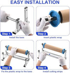 PATIKIL 15inch Stretch Wrap Dispenser, Table Stretch Film Dispenser Desktop Wrapping Packing Machine Pallet Wrapper Stainless Steel with 4pcs Film Slide Cutter for 35cm/13.8in Width Wrap - Image 5