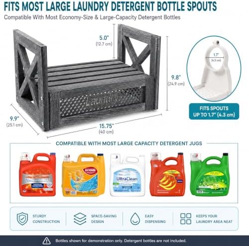Wooden laundry detergent holder stand, Rustic Grey - Image 2