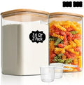 ComSaf Glass Storage Jars with Bamboo Lids 3.6 Qt 2 Pack Large Wide Mouth by ComSaf