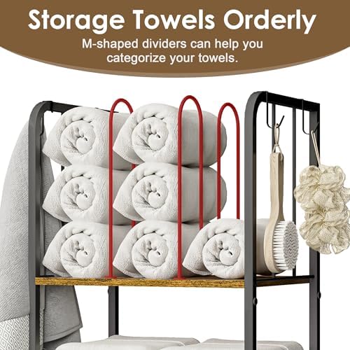 3-Tier Freestanding Cabinet Towel Rack Metal Stand - Image 2