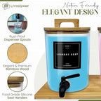 Glass Laundry Detergent Dispenser Set with Bamboo Stand – Liquid Soap & Fabric Softener Dispensers, Refillable Glass Jars with Easy-Pour Spigot & Lids, Laundry Room Organization - Image 3