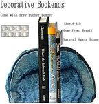 JIC Gem Heavy Blue Agate Geode Bookends Anti-Slip Rubber Pads Decor 6-8 lbs - Image 4