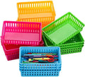 DEAYOU 16 Pack Classroom Storage Baskets Bins, Small Plastic Organizer Basket, Colorful Storage Trays, Crayon Pencil Containers for Paper, Desk, Shelf, Home School Office, 10.2" L x 6.5" W x 2.4" H by DEAYOU